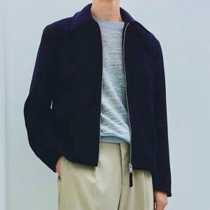 H&M Navy Wool Blend Zip Front Shacket with Pockets size large